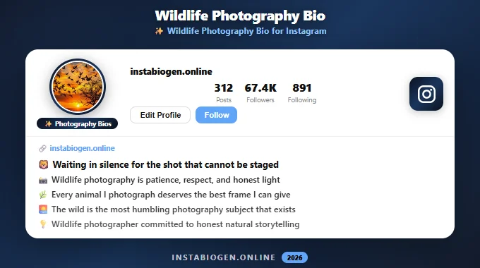Wildlife Photography Bio for Instagram
